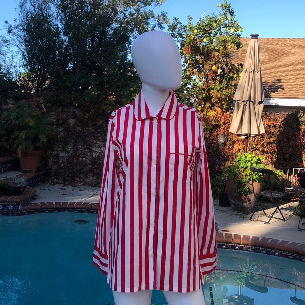 J. Crew Red/White Stripe Longsleeve Button Up SzXXS NWTS
